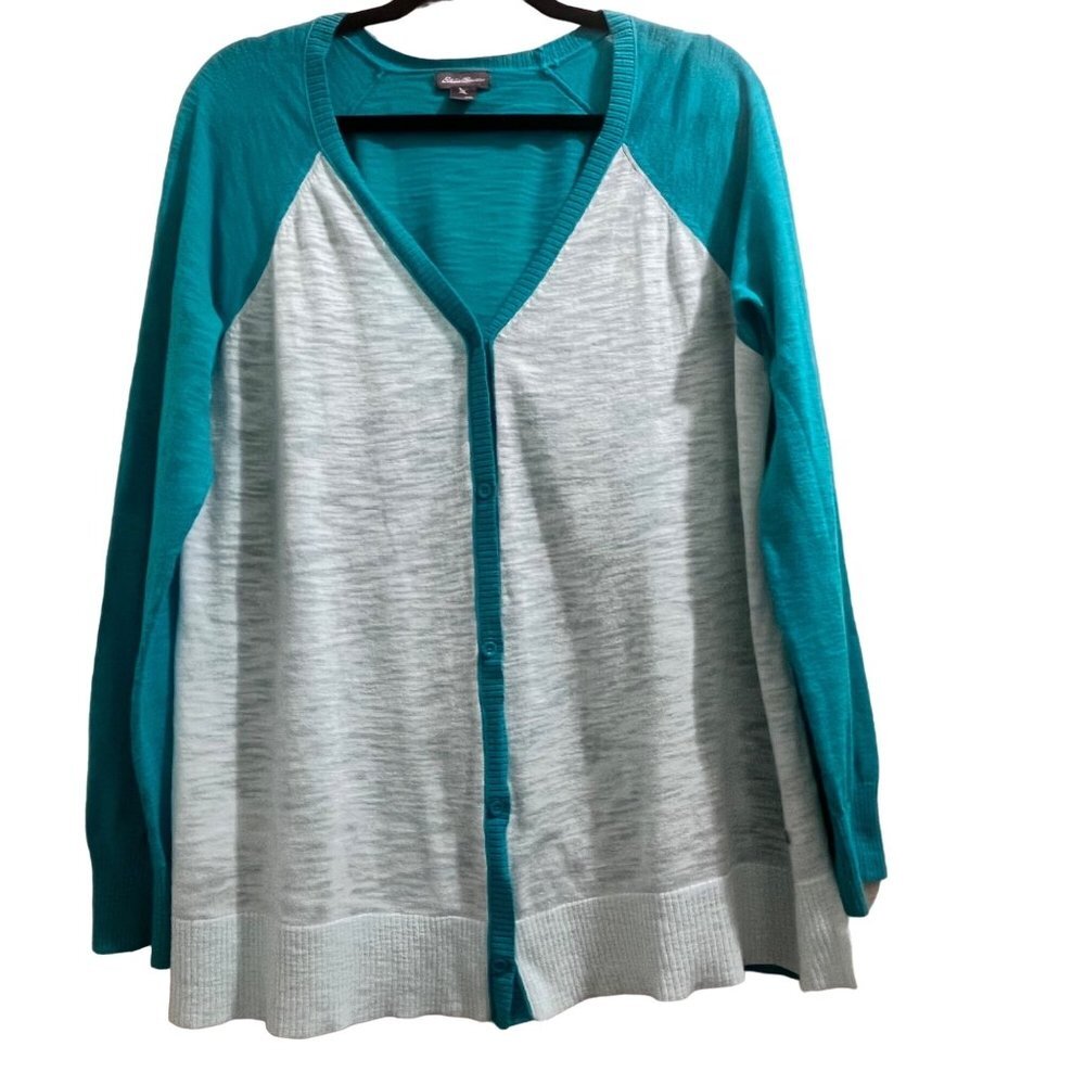 Eddie Bauer Women's Green Cardigan‎ Sweater Size 2XL